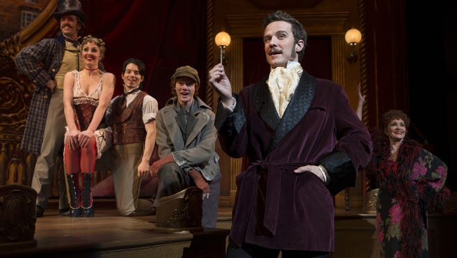 From left, Eric Sciotto, Shannon Lewis, Kyle Coffman, Nicholas Barasch, Will Chase and Chita Rivera in a scene from 'The Mystery of Edwin Drood'.
