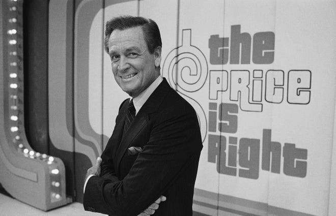 Barker on the set of "The Price is Right" in Los Angeles on July 25, 1985. Two years later, in October 1987, Barker did what few other emcees did then: He renounced hair dye and began wearing his hair its natural gray.