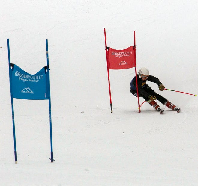 Mount Shasta High School's Brice Harkness during a Alpine race event at Mt. Shasta Ski Park in February, 2021.