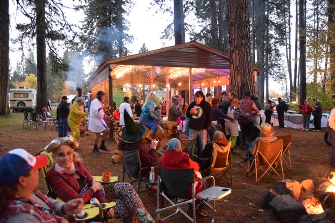 The end of the season annual Trailer Trash Party at the McCloud RV Park was a big draw on Saturday, Oct. 30, 2021. It included free pizza, hot dogs, beer, live music, and Halloween costume contests.